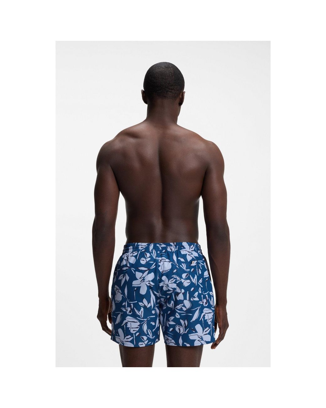 Boss Blue Printed Swim Shorts for men