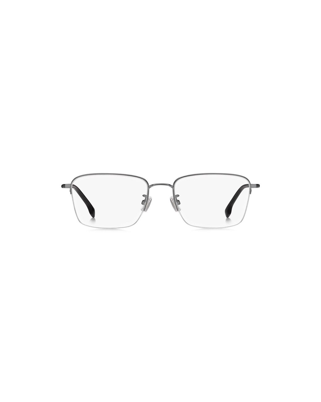 Boss Metallic Half-Rim Optical Frames With Tubular Temples for men