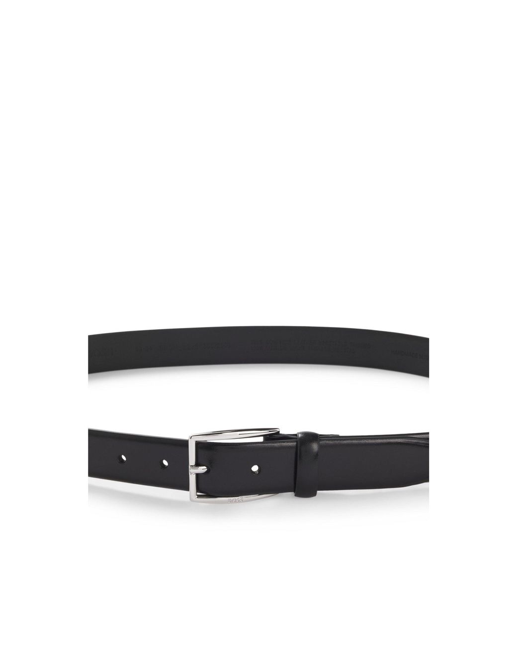 Boss Black Leather Belt With-Tone Pin Buckle for men
