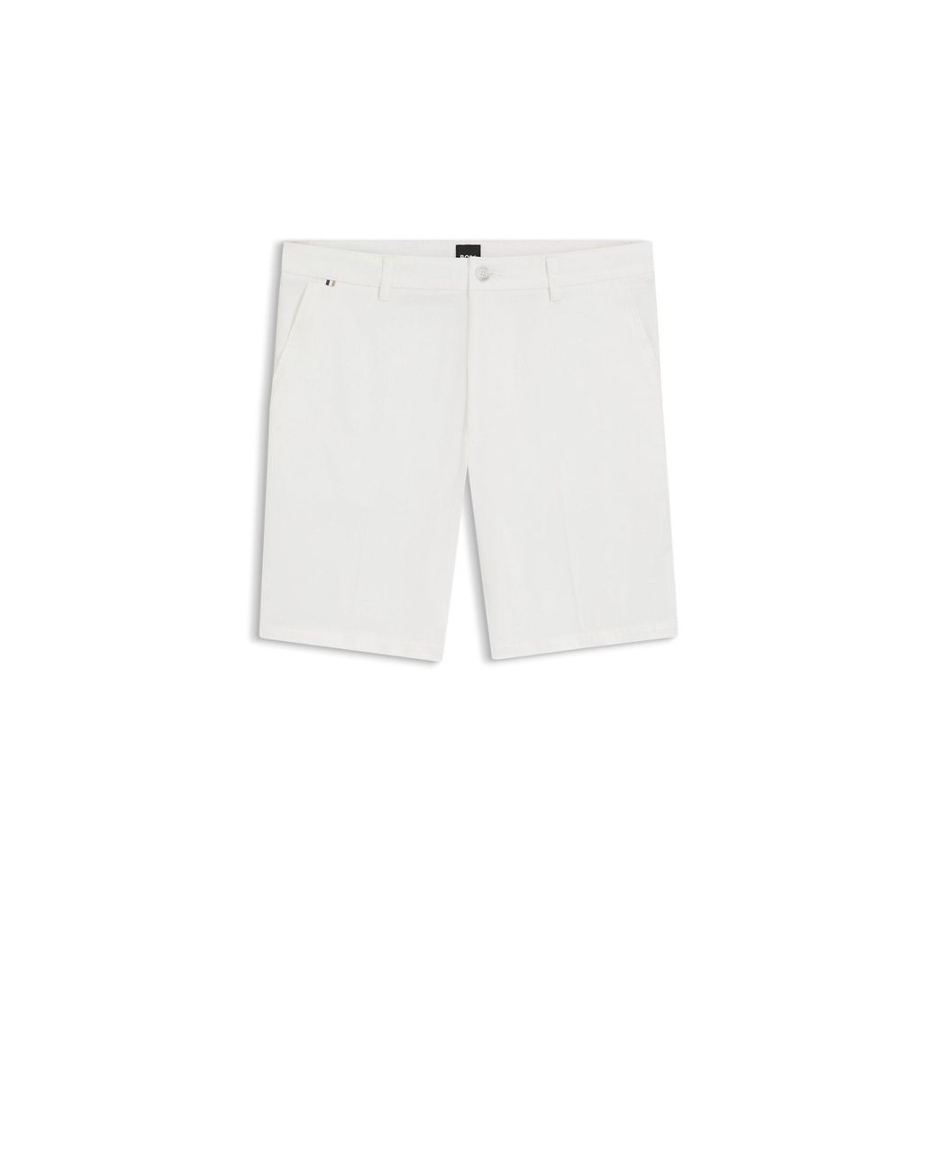 Boss White Stretch-Cotton Shorts for men