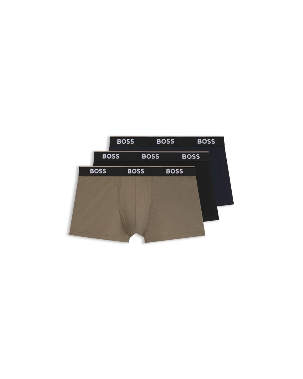 Boss Black Three-Pack Stretch-Cotton Trunks for men