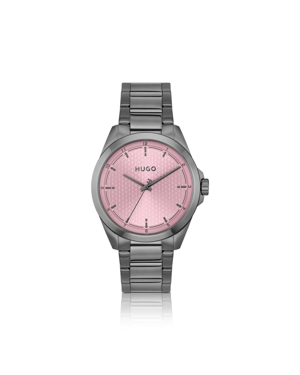 HUGO Pink Seam-Plated Watch With Textured Dial for men