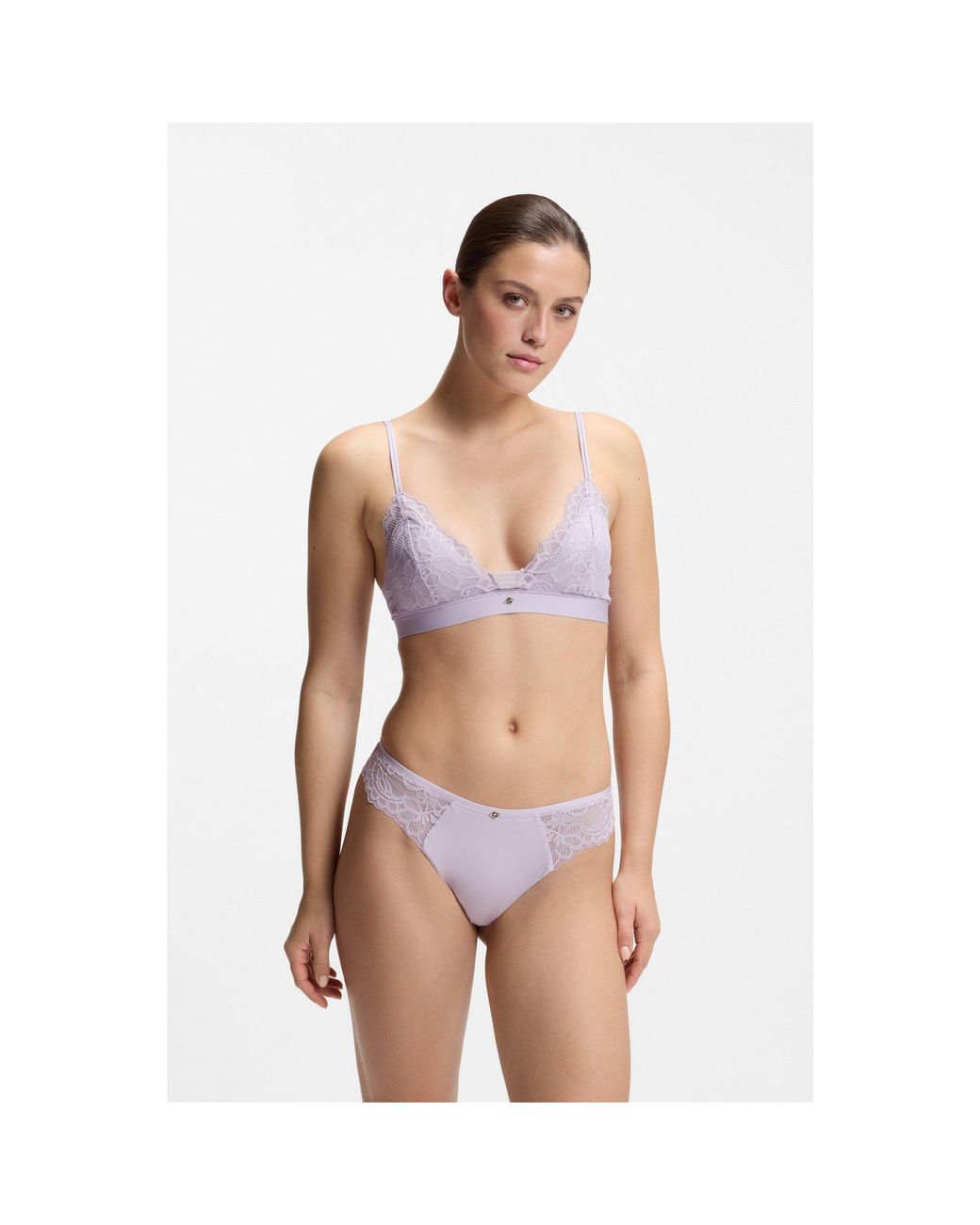 Boss Purple Premium Lace Bralette With Mesh Pleating