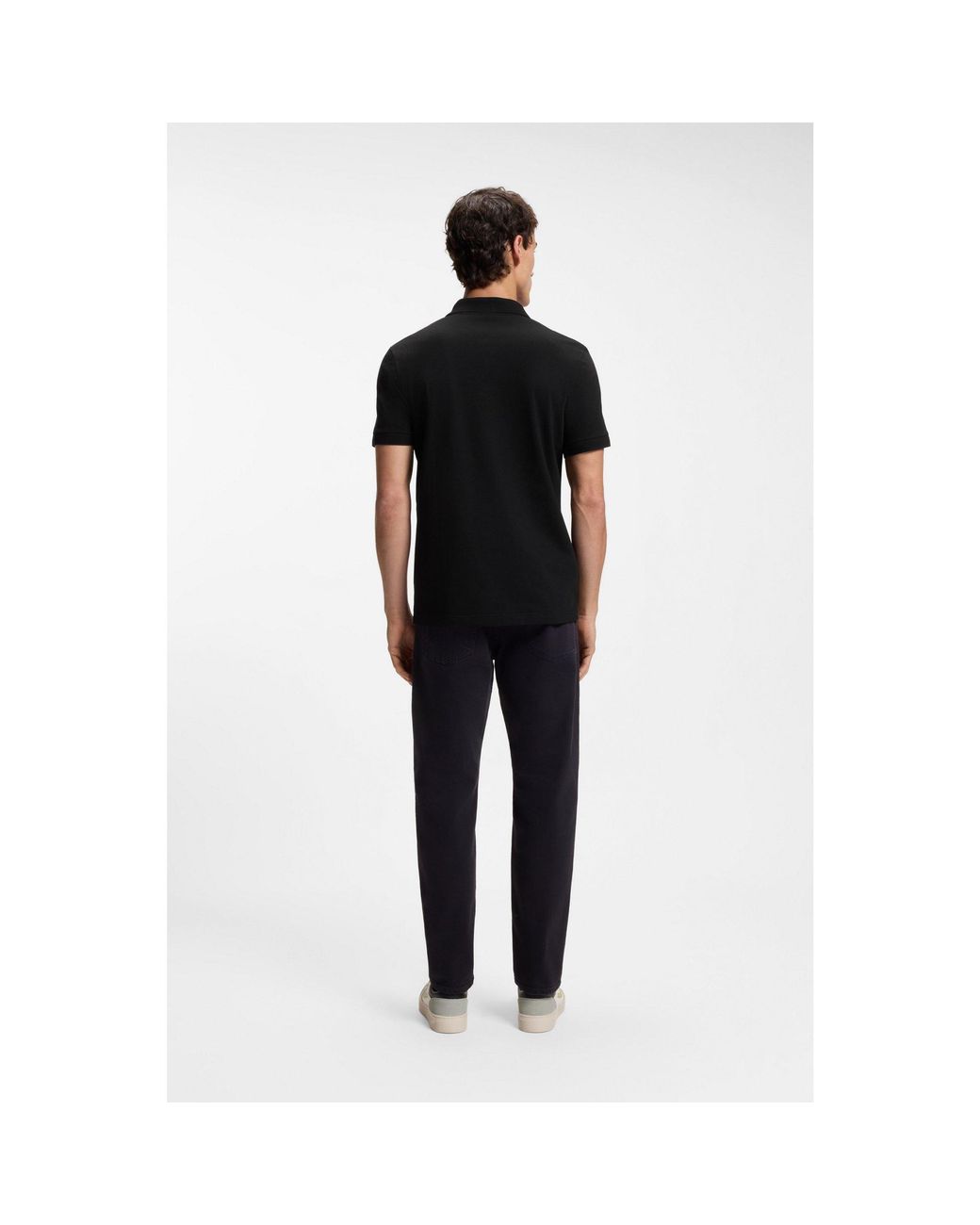 Boss Black Stretch-Cotton Slim-Fit Polo Shirt With Logo Patch for men