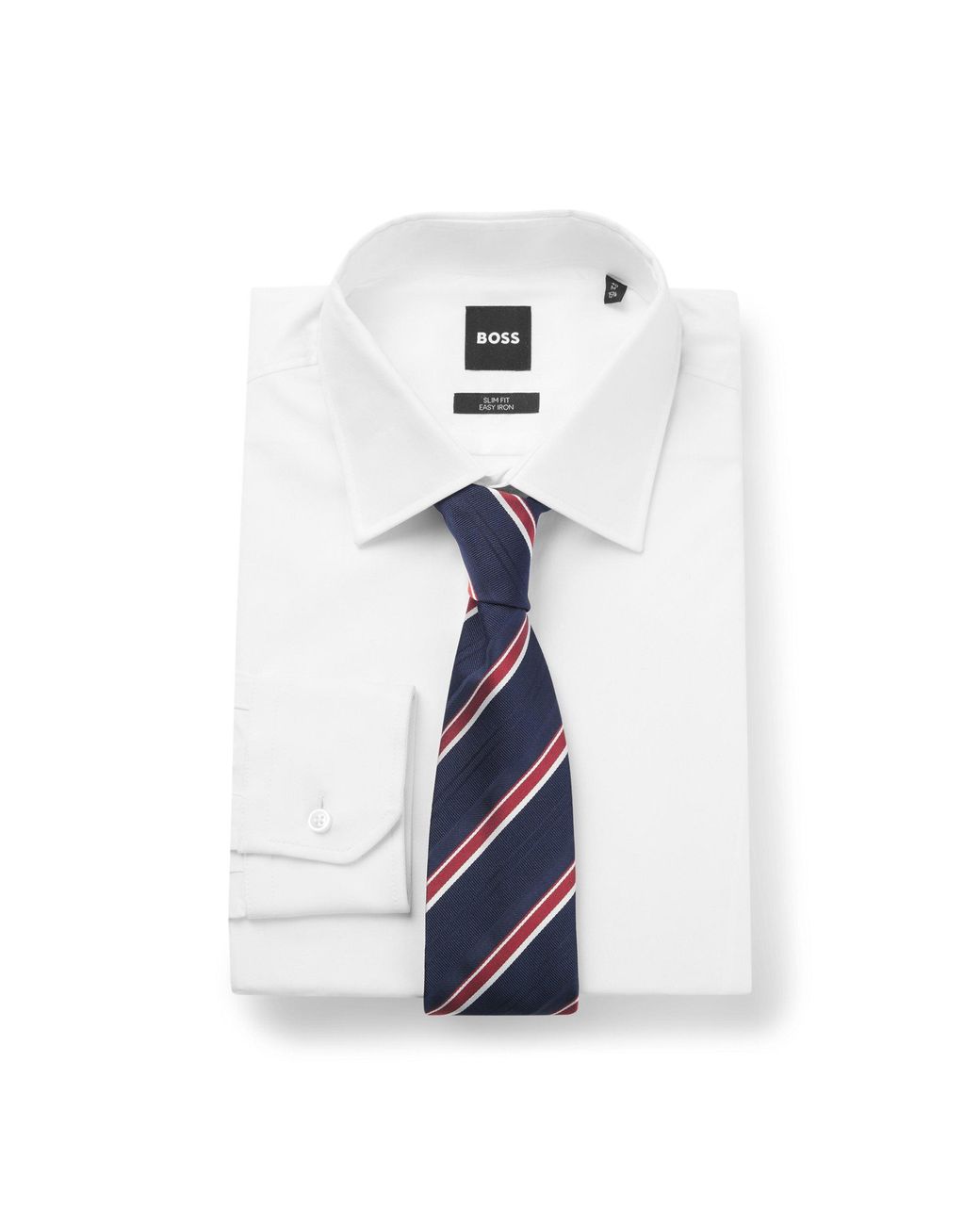 Boss Blue Silk-Blend Tie With Diagonal Stripe for men