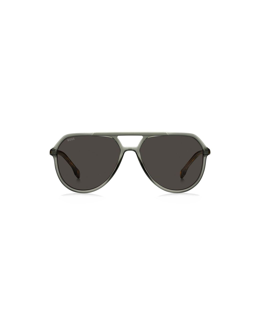 Boss Black Acetate Double-Bridge Sunglasses With Havana Temples for men