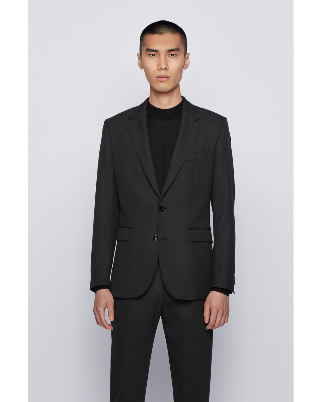 BOSS Single-breasted Jacket With Star Motif And Feature