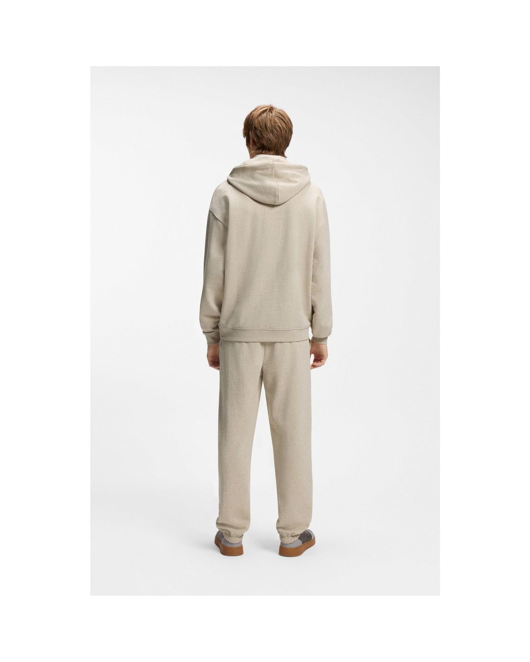 HUGO Natural Relaxed-Fit Cotton-Terry Hoodie With Wide-Set Logo for men
