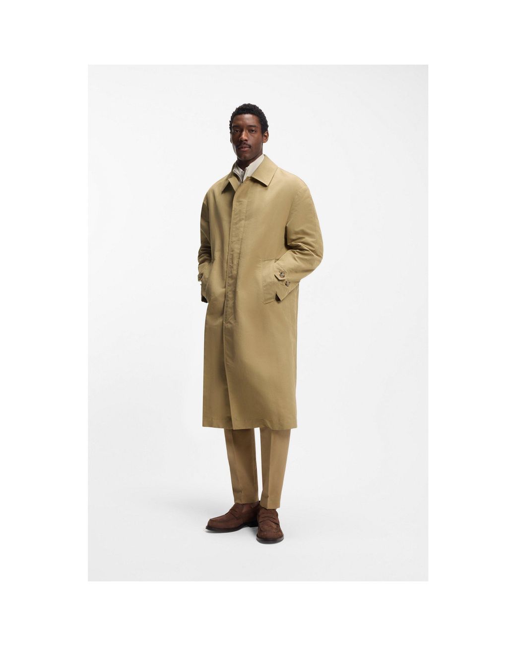 Boss Metallic Water-Repellent Coat With Concealed Closure for men