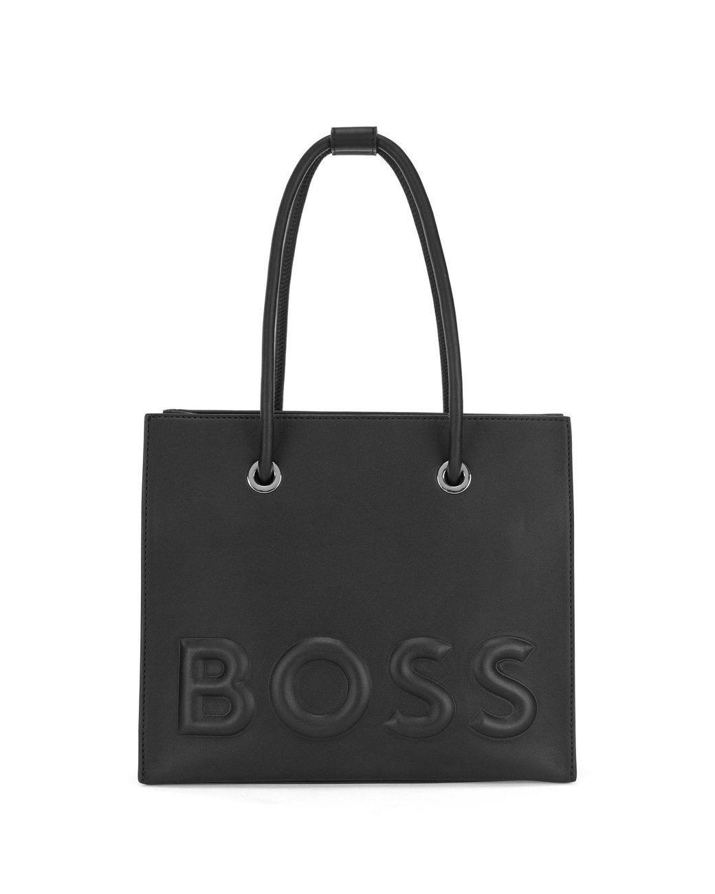 BOSS by HUGO BOSS Fauxleather Tote Bag With Raised Logo in Black