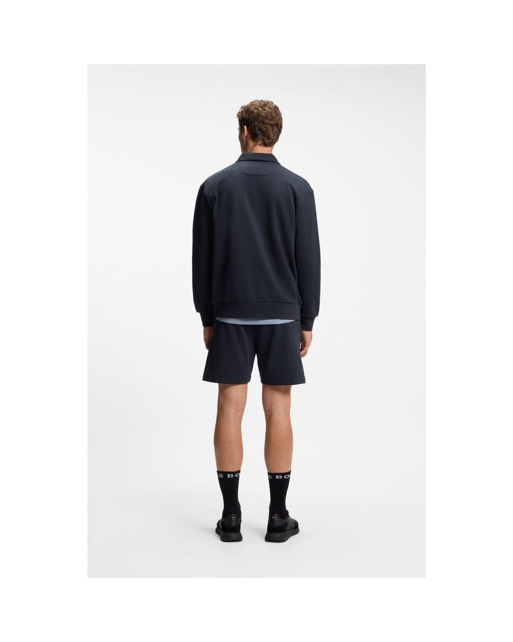 Boss Blue Relaxed-Fit Polo Sweatshirt for men