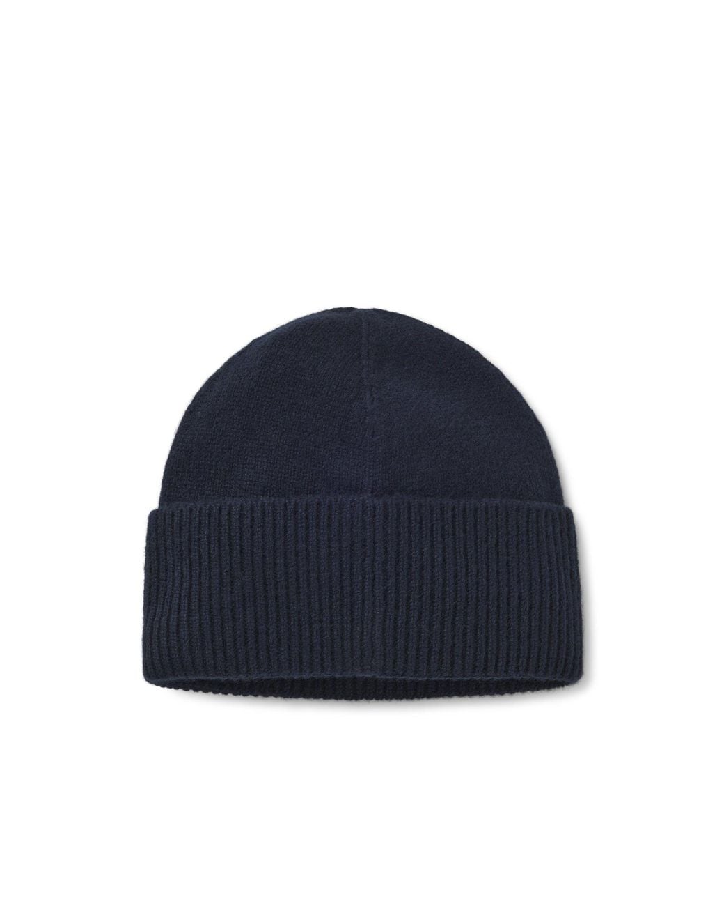 Boss Blue Cashmere Beanie Hat With Metallic Logo Trim