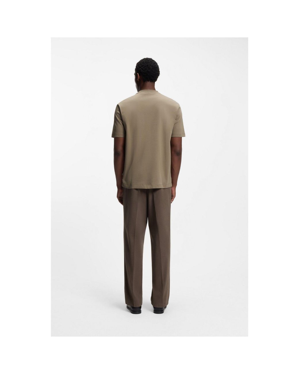 Boss Natural Mercerised-Cotton T-Shirt With Double B Monogram for men