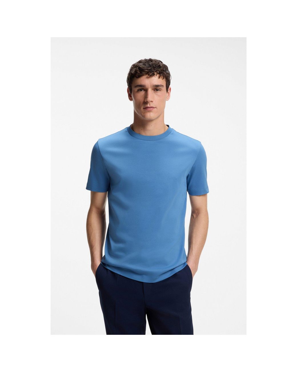 Boss Blue Crew-Neck T-Shirt for men