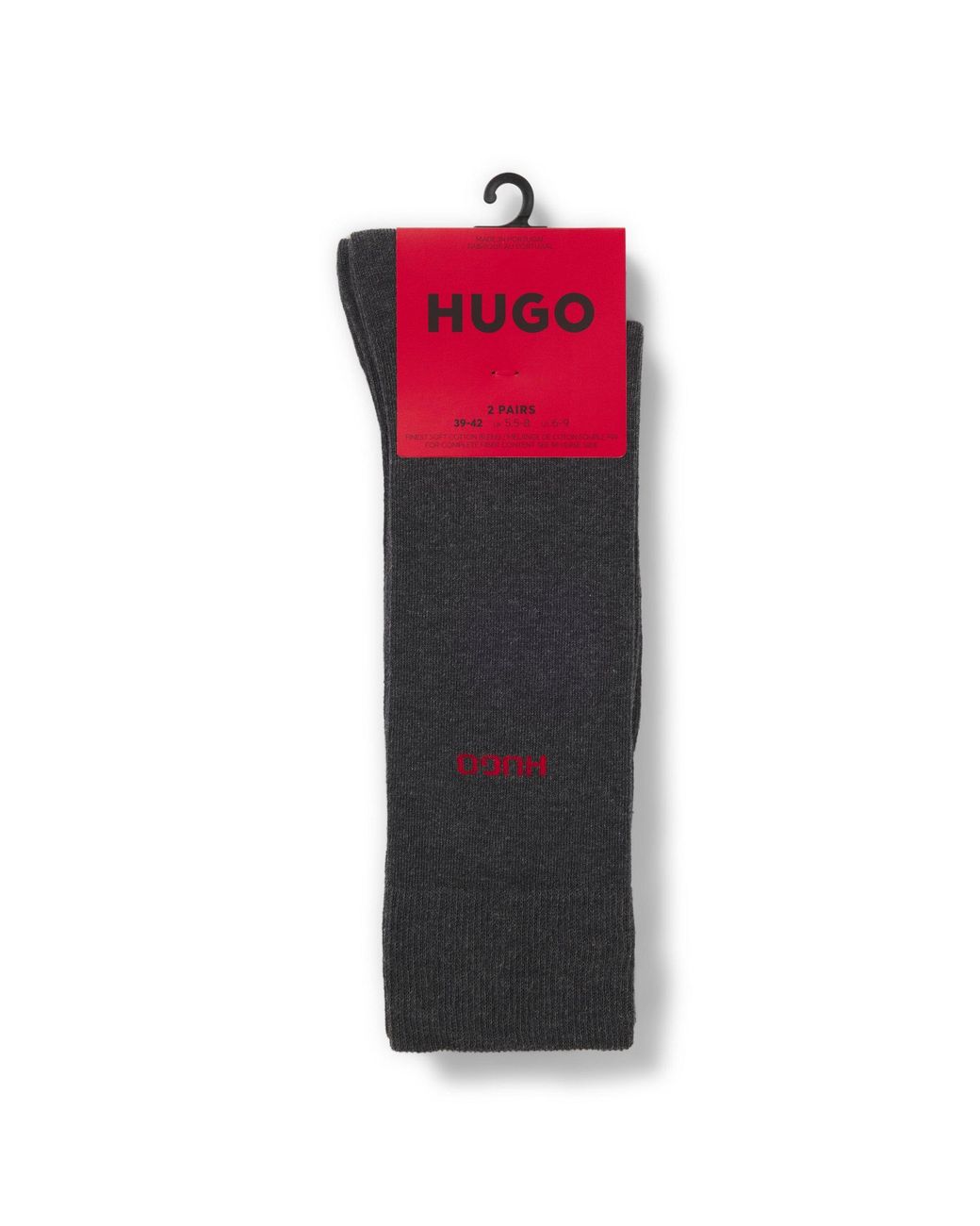 HUGO Black Two-Pack Of Regular-Length Logo Socks for men