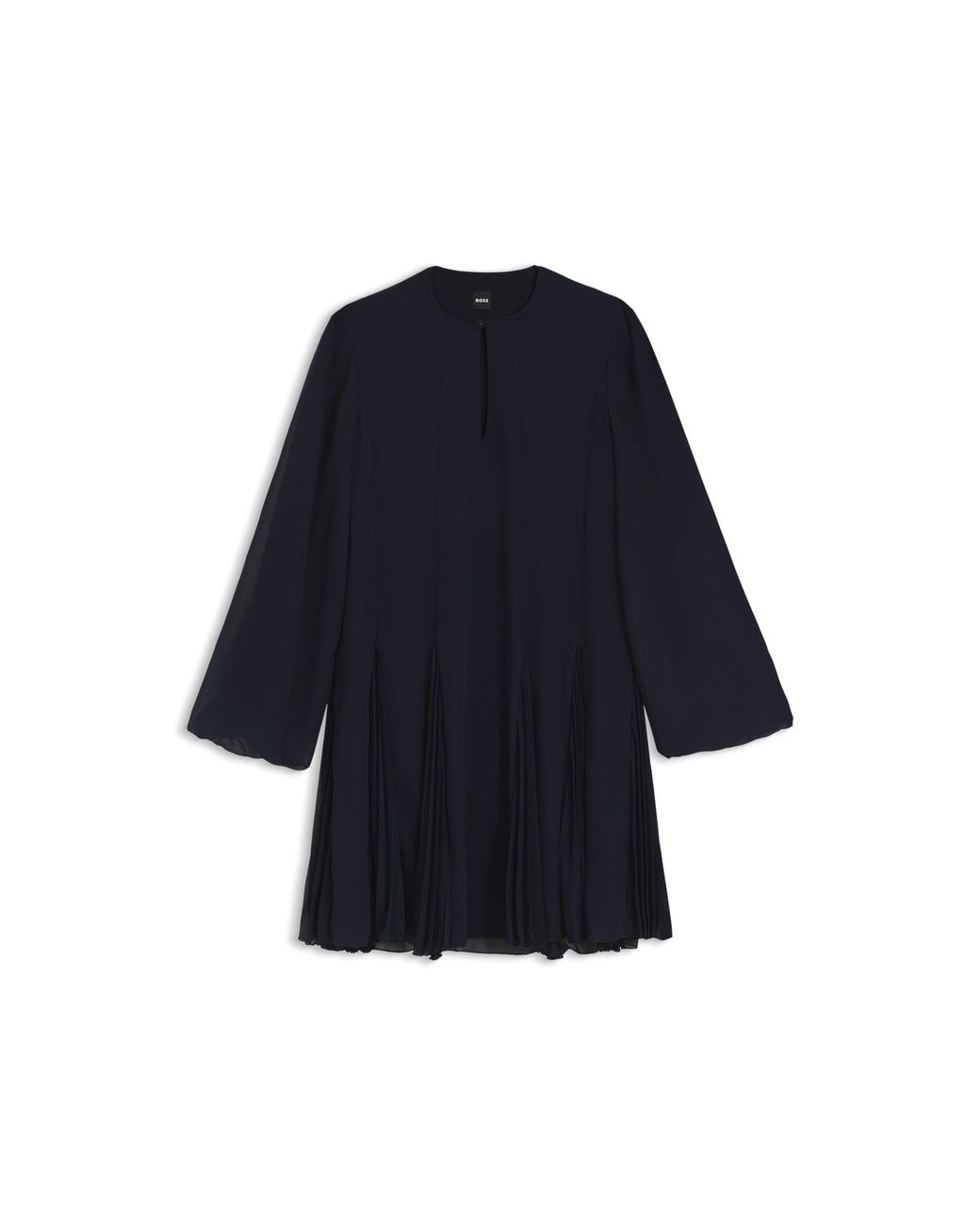 Boss Blue Short Dress With Plissé Inserts