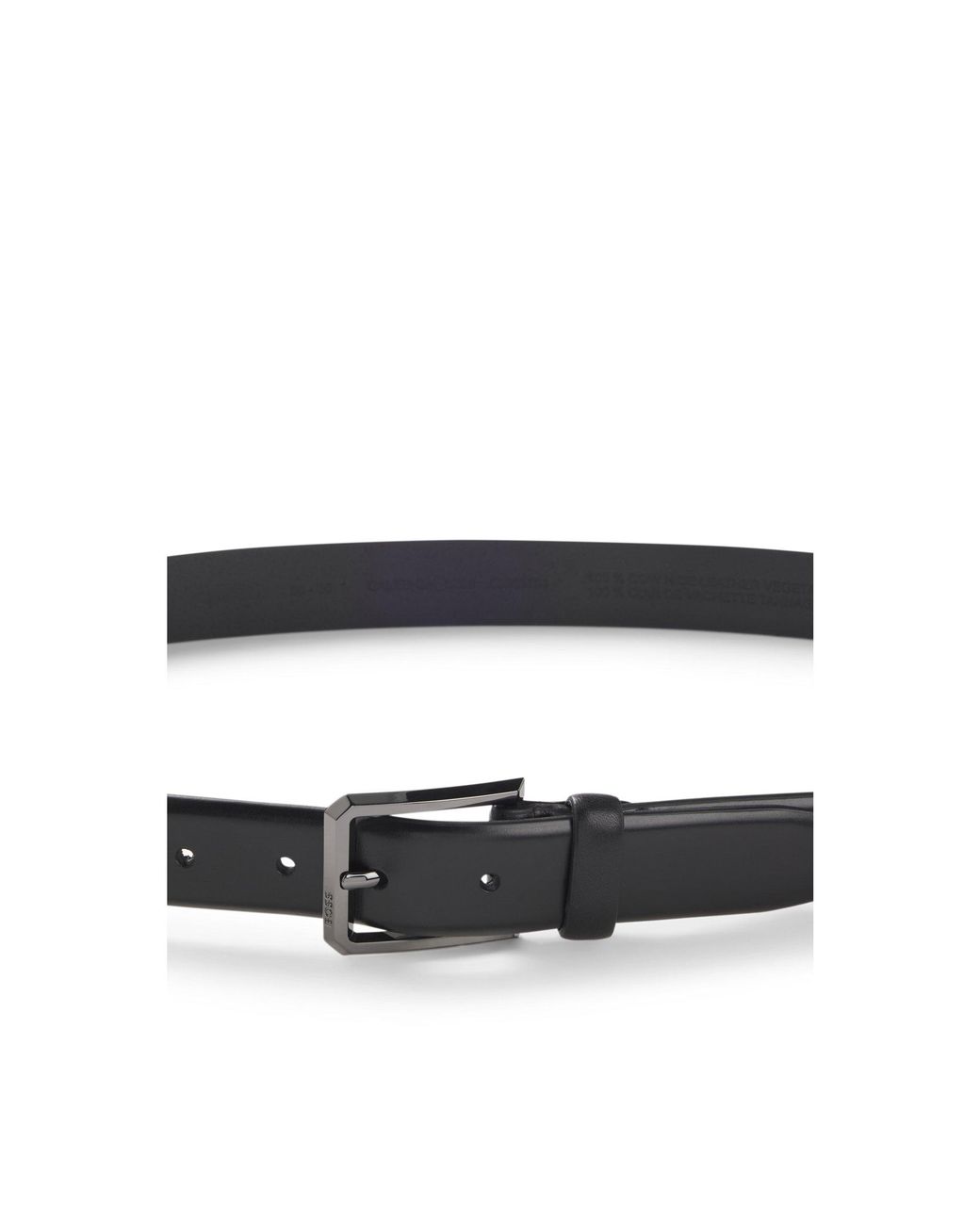 Boss Black Smooth-Leather Belt With Engraved Gunmetal Buckle for men