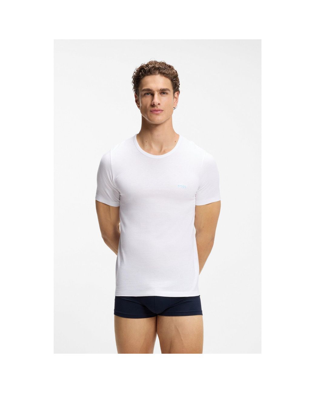 Boss Blue Three-Pack Cotton T-Shirts for men