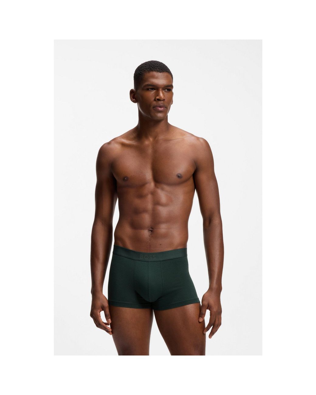 Boss Black Three-Pack Of Stretch-Cotton Trunks With Logo Waistbands for men