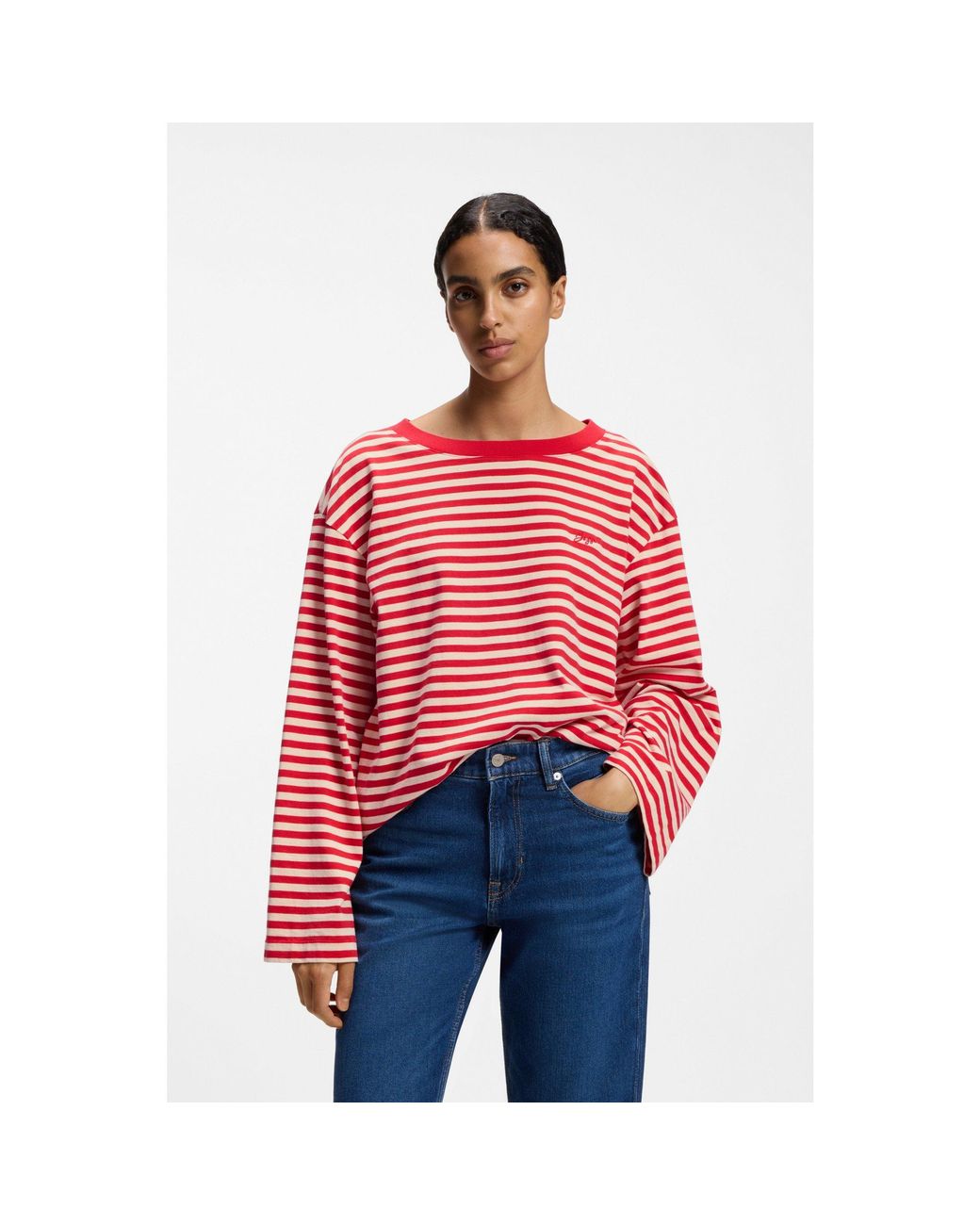 Boss Red Relaxed-Fit Striped Top