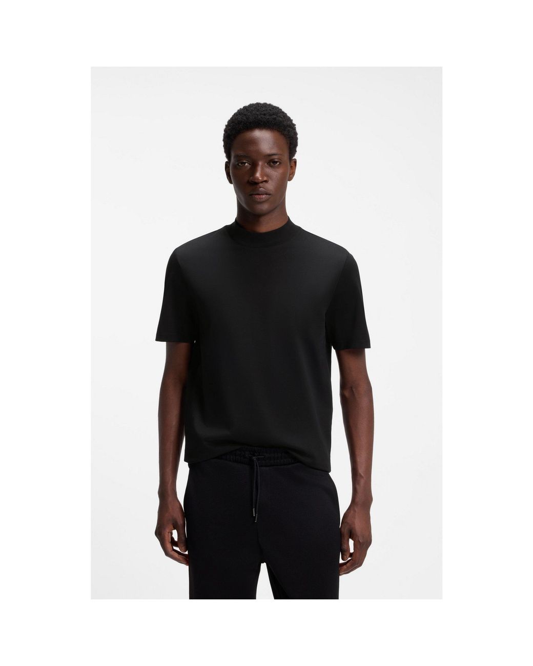 HUGO Black Stretch-Cotton T-Shirt for men