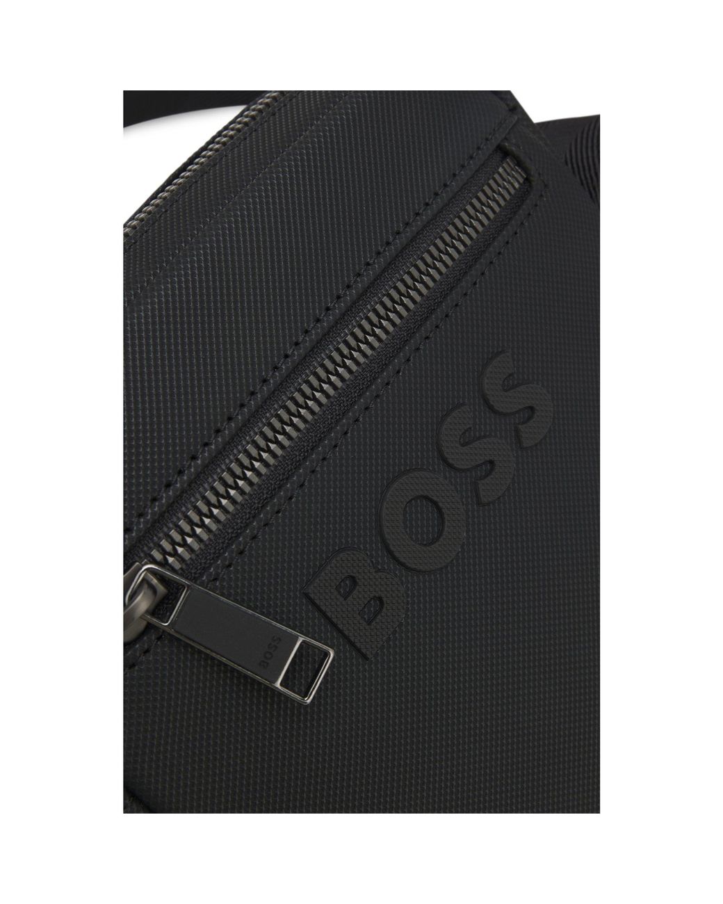 Boss Black Textured Reporter Bag With Tonal Logo for men