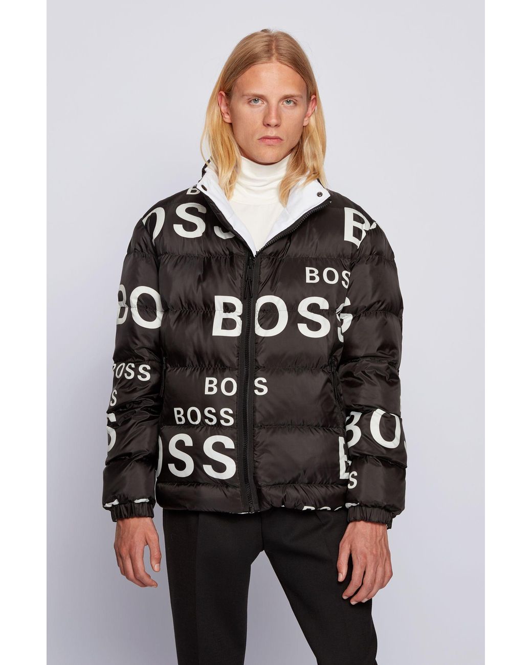 BOSS By Hugo Boss Reversible Down Jacket With Statement Logo Side In ...