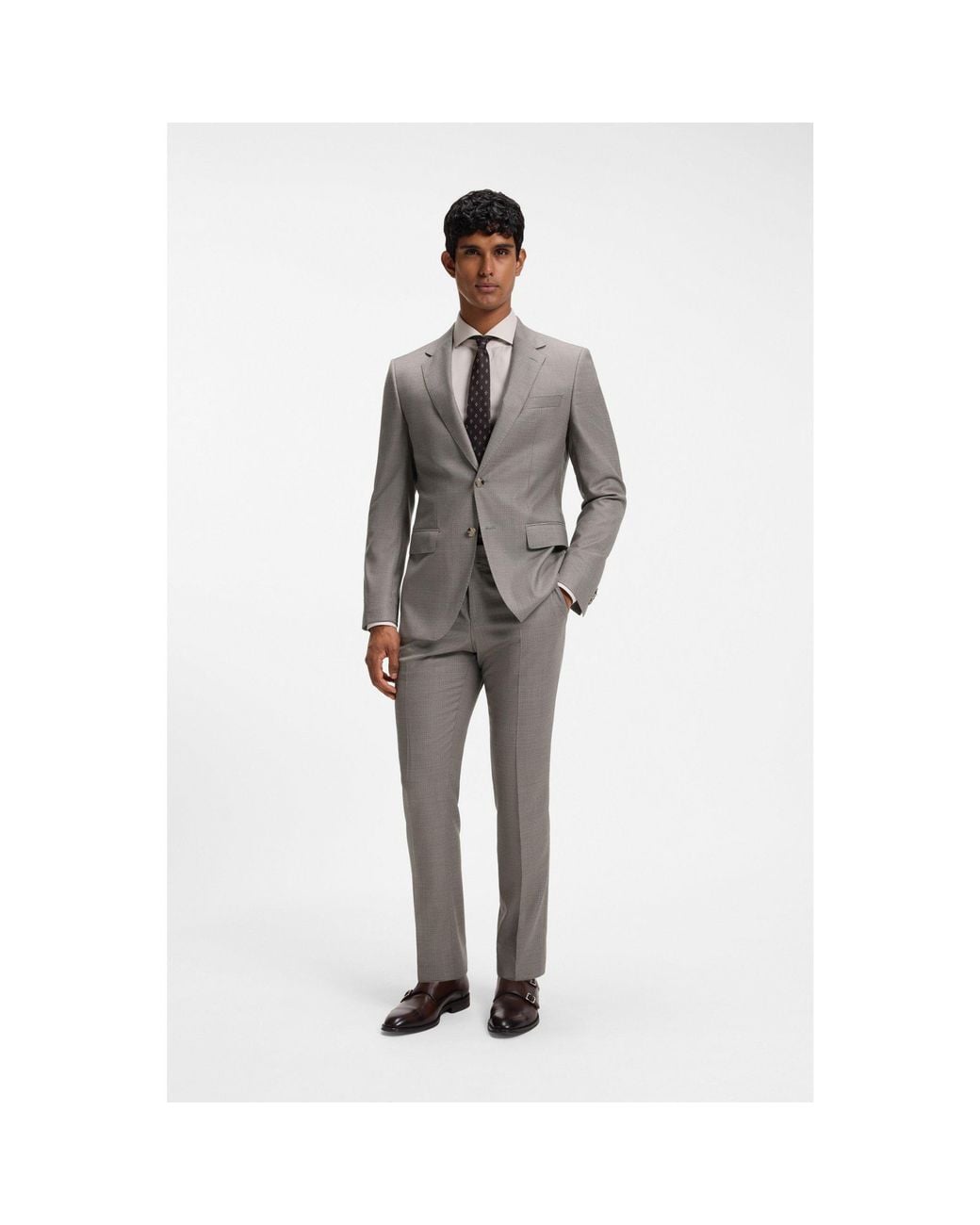 Boss Gray Two-Piece Slim-Fit Suit for men