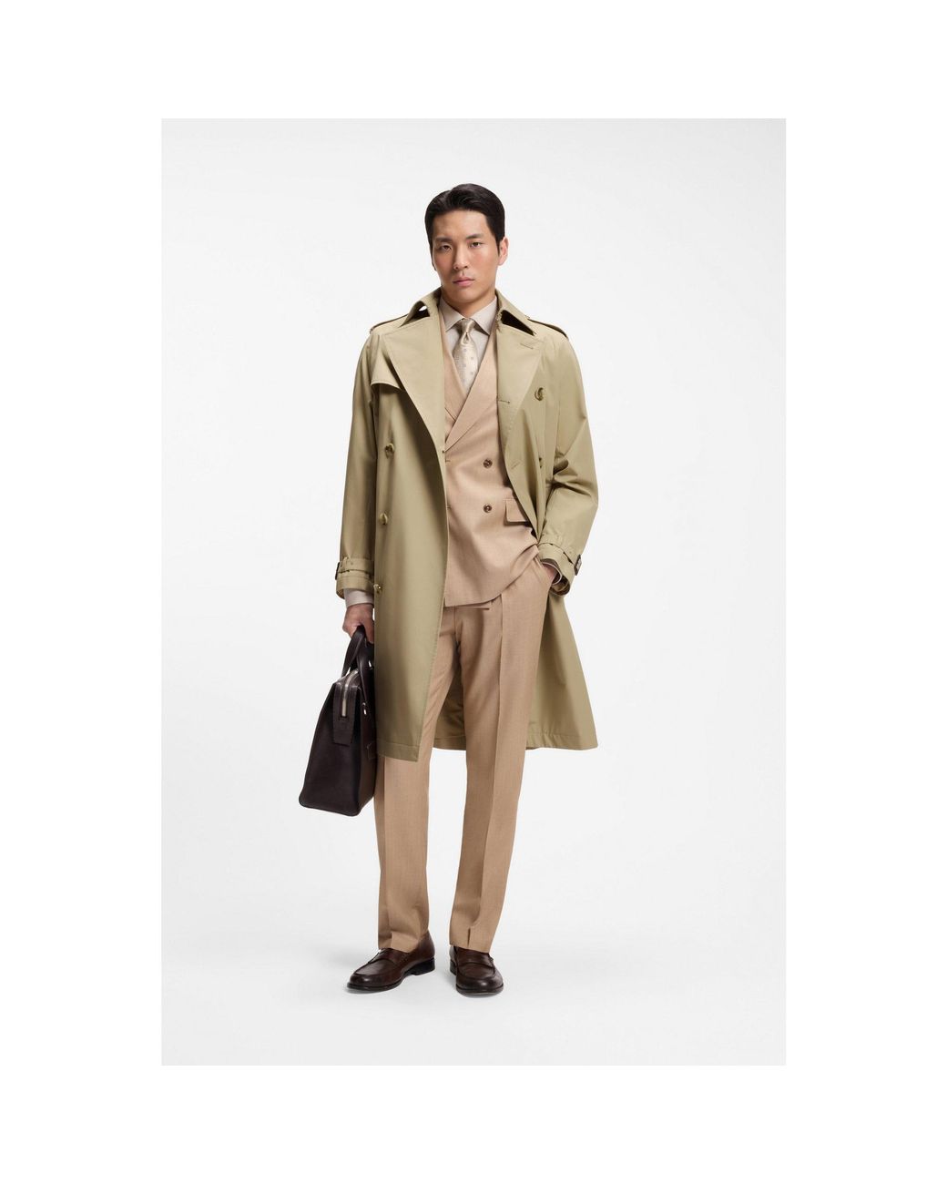 Boss Natural Water-Repellent Trench Coat for men