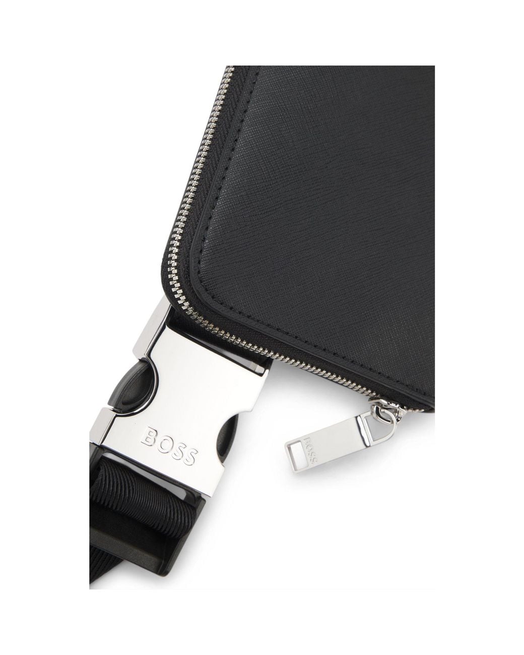 Boss Black Metal-Logo Belt Bag for men
