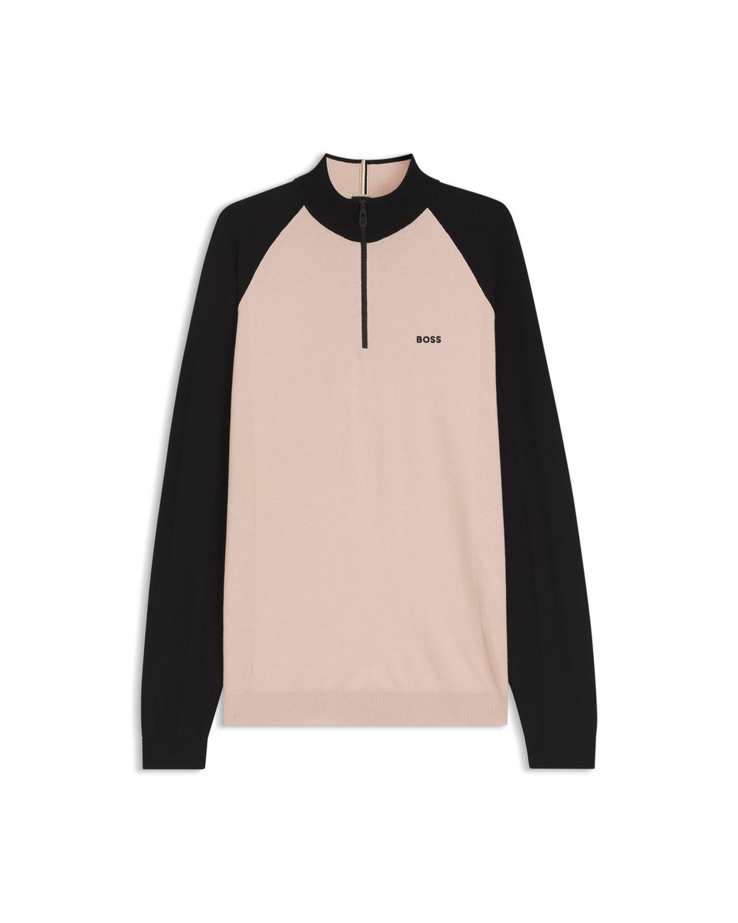 Boss Black Colour-Blocked Sweater With Zip Neck for men