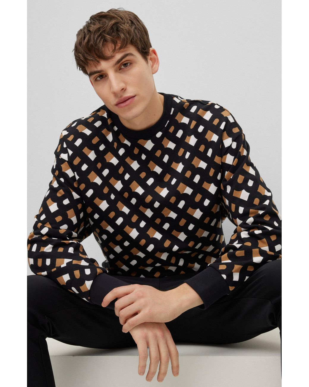 BOSS モノグラム フレンチテリー スウェットシャツ boss-by-hugo-boss-Patterned-