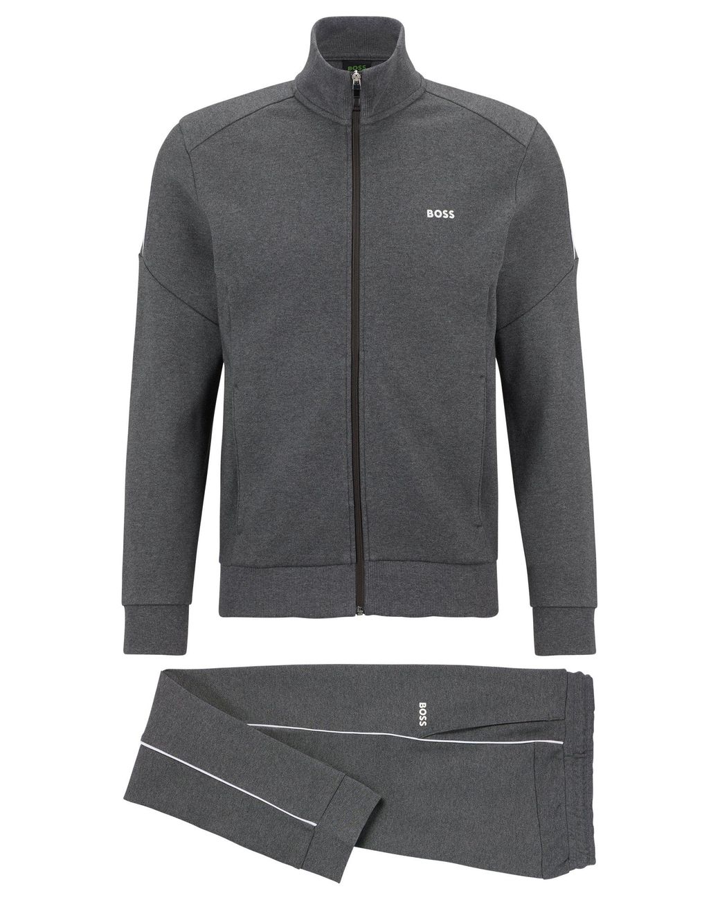 BOSS by HUGO BOSS Regular-fit Logo Tracksuit In Double-faced Cotton in Grey  for Men | Lyst Australia