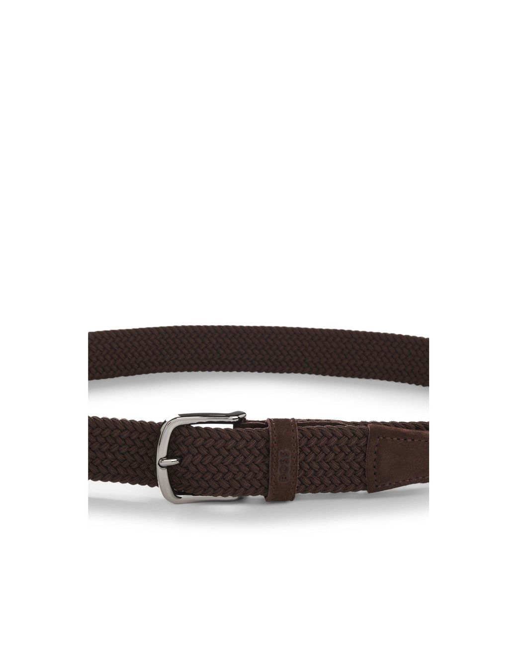 Boss Brown Woven Belt With Leather Trims for men