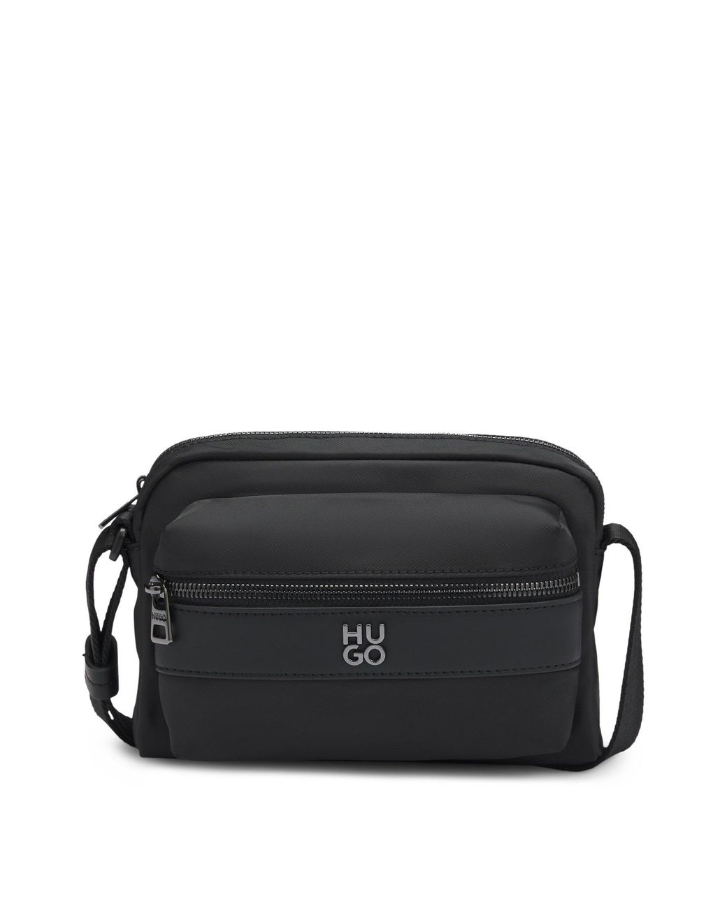 HUGO Crossbodytas Van Keperstof Met Metalen Tweedelig Logo in het Black voor heren