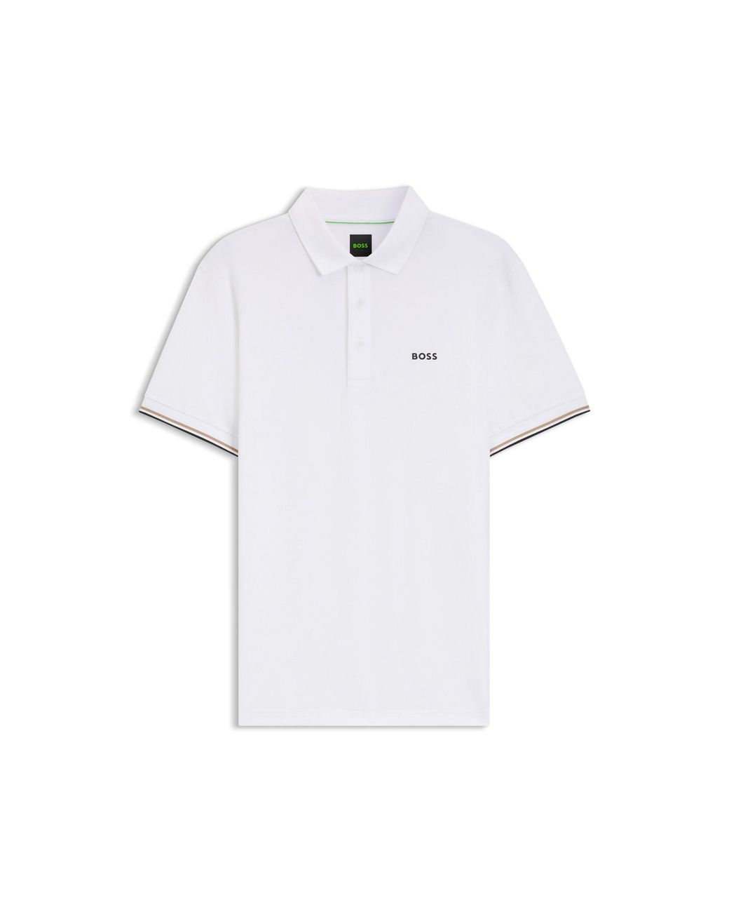 Boss White Active Slim-Fit Polo Shirt With Emed Tennis-Ball Pattern for men