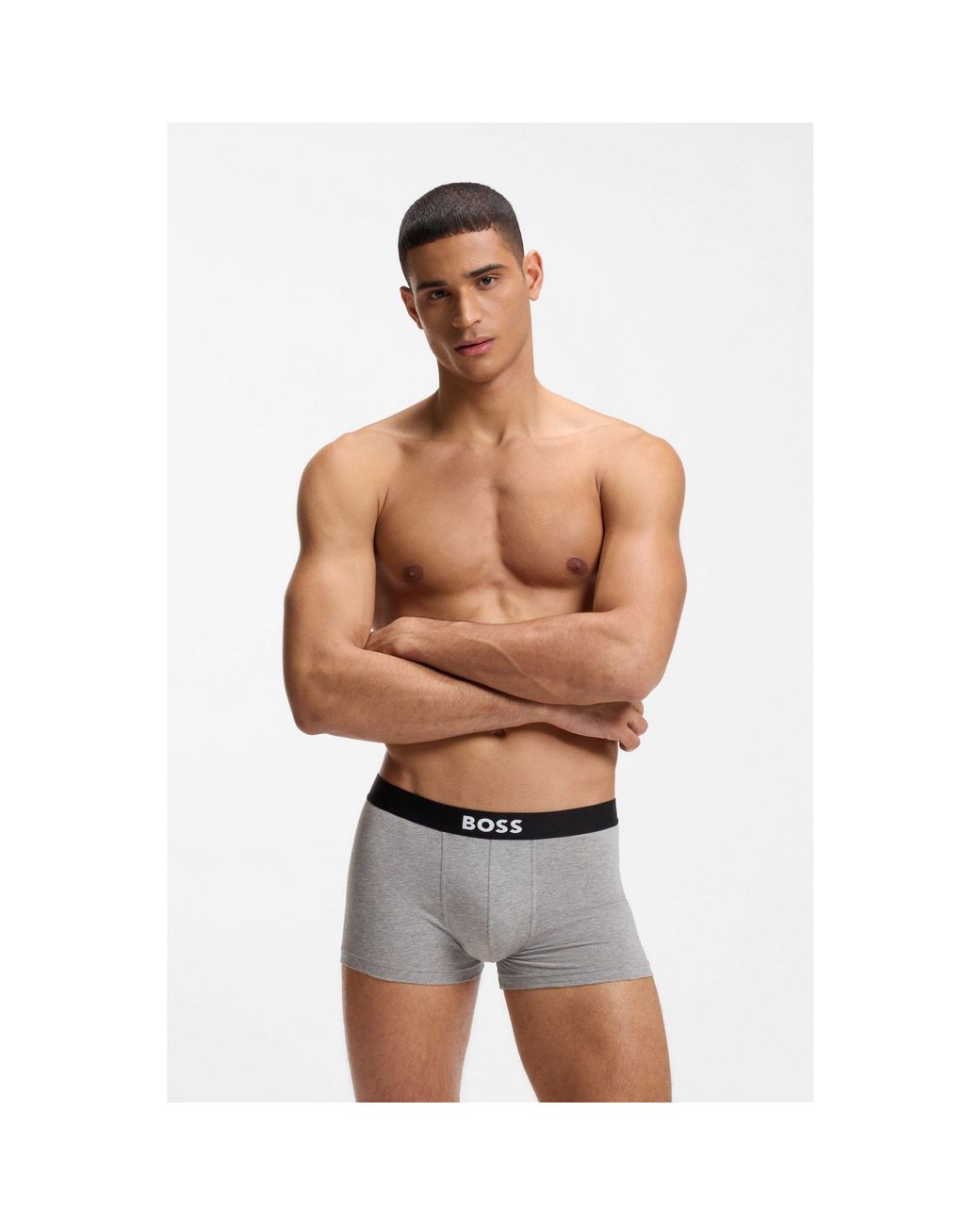Boss Black Three-Pack Of Stretch-Cotton Trunks With Logo Waistbands for men