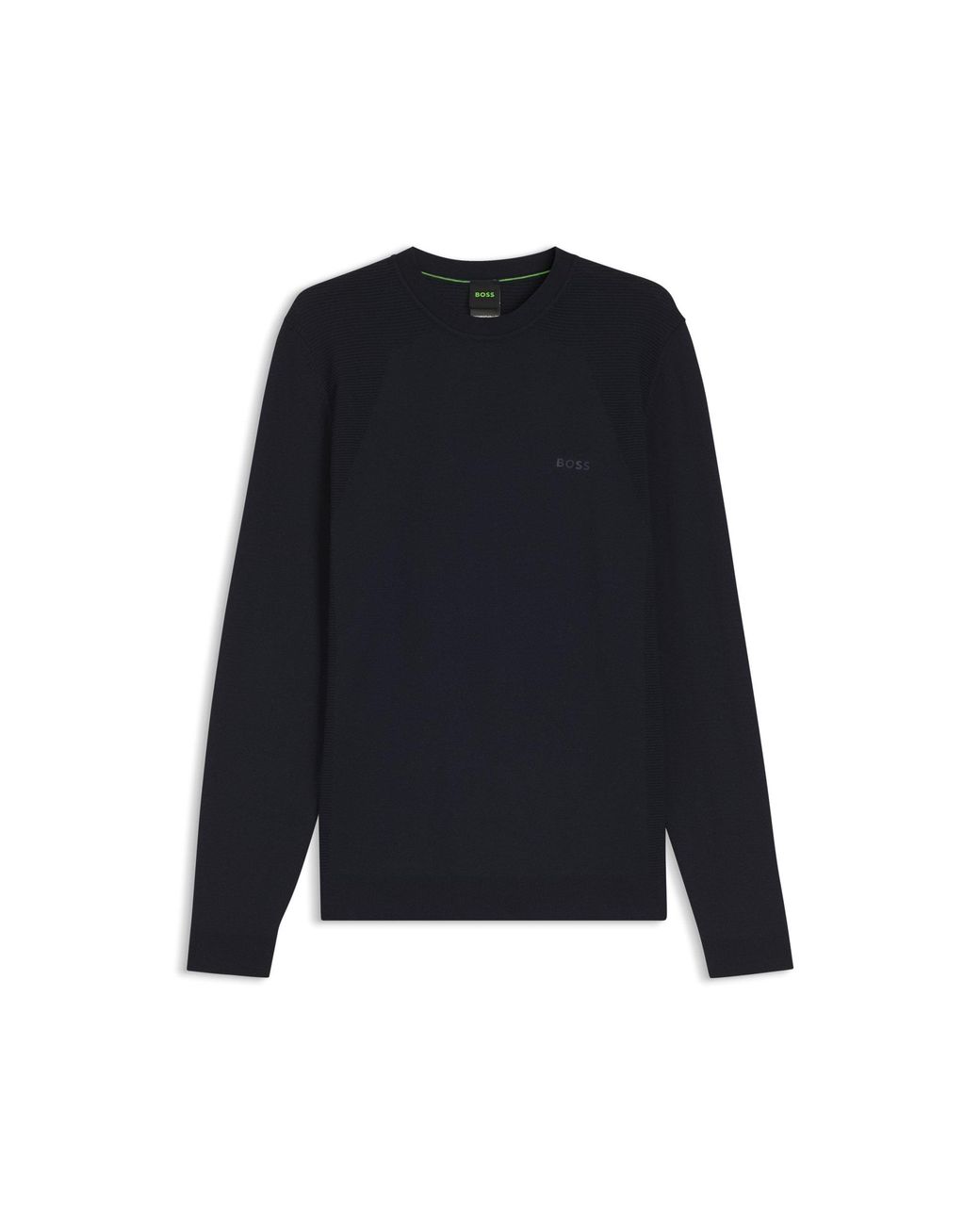 Boss Blue Cotton-Blend Sweater With Bodymapping Structure for men