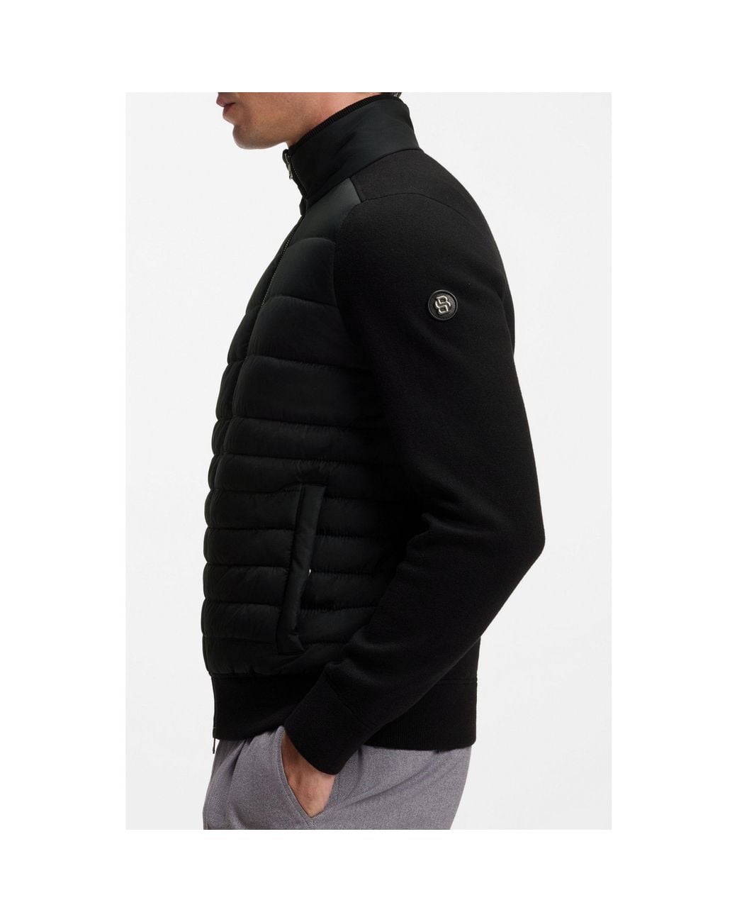 Boss Black Zip-Up Jacket With Padded Front for men