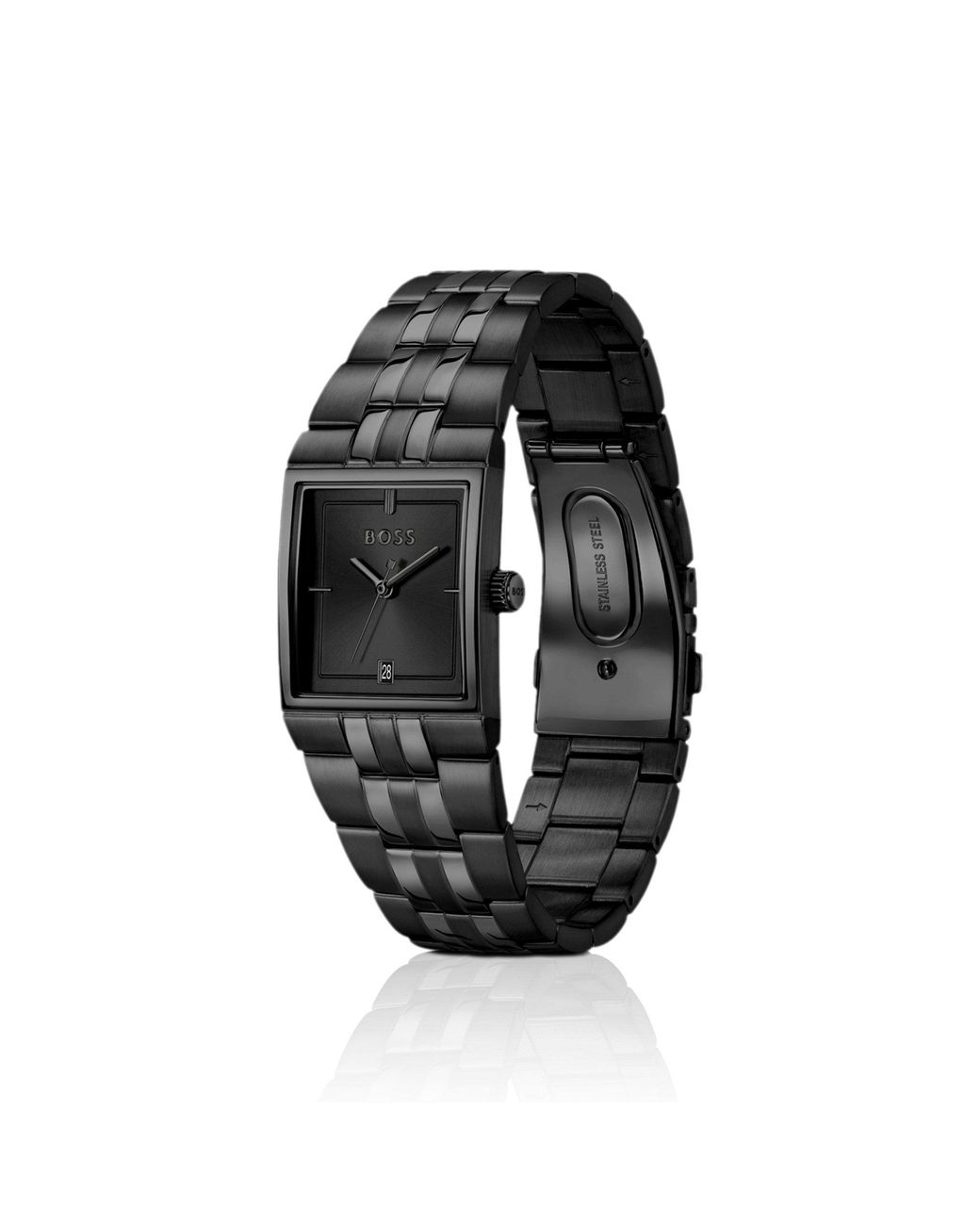 Boss Black Strivo-Plated Watch With Stripe Effect for men