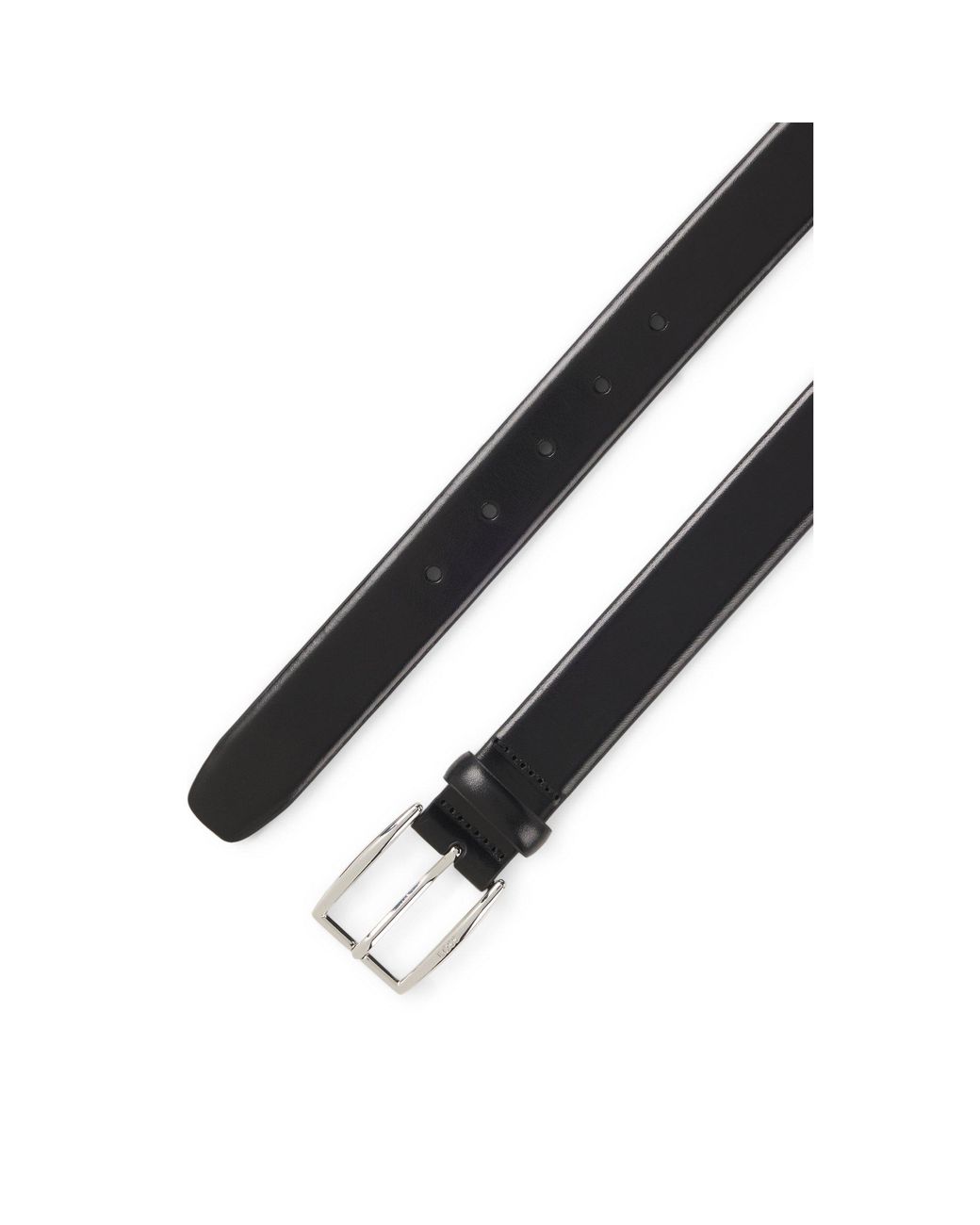 Boss Black Leather Belt With-Tone Pin Buckle for men