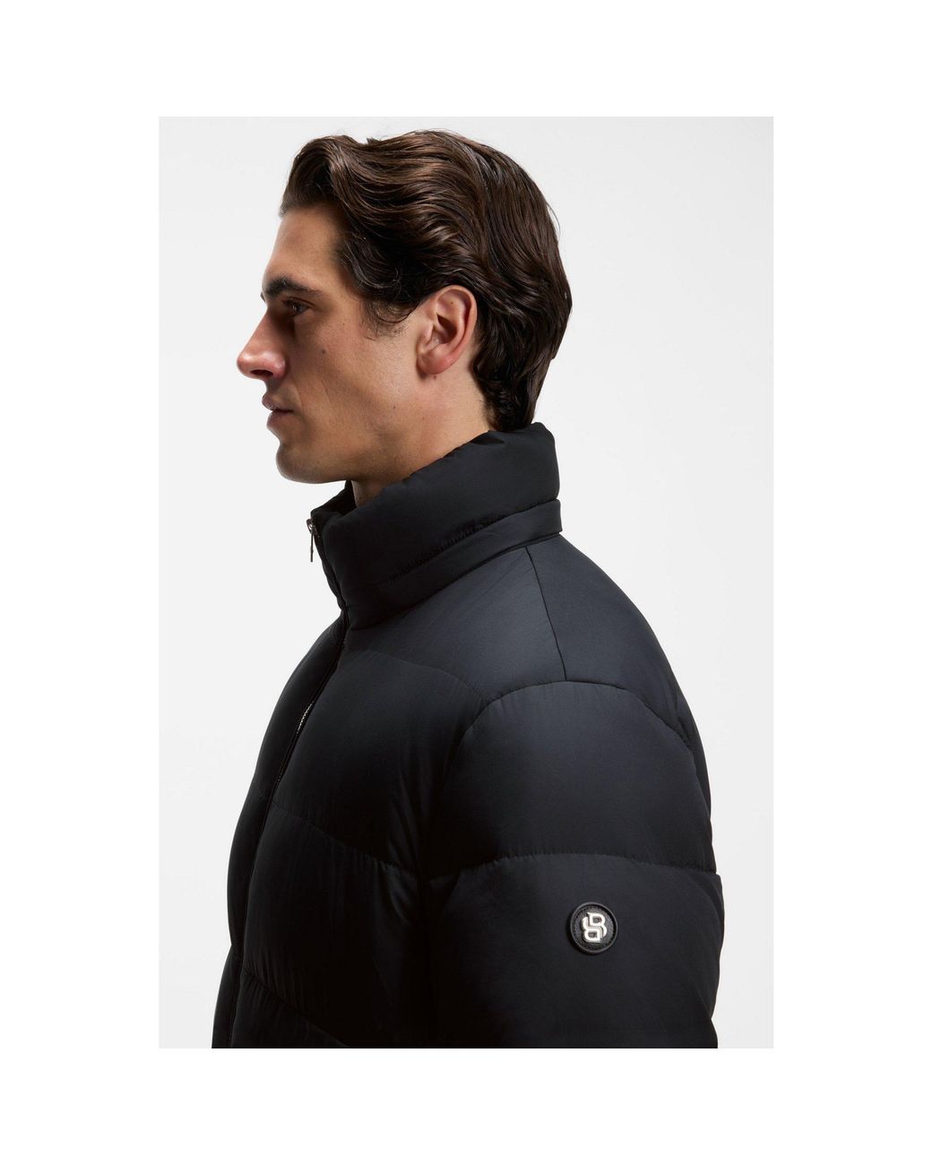 Boss Black Water-Repellent Puffer Jacket With Adjustable Hood for men