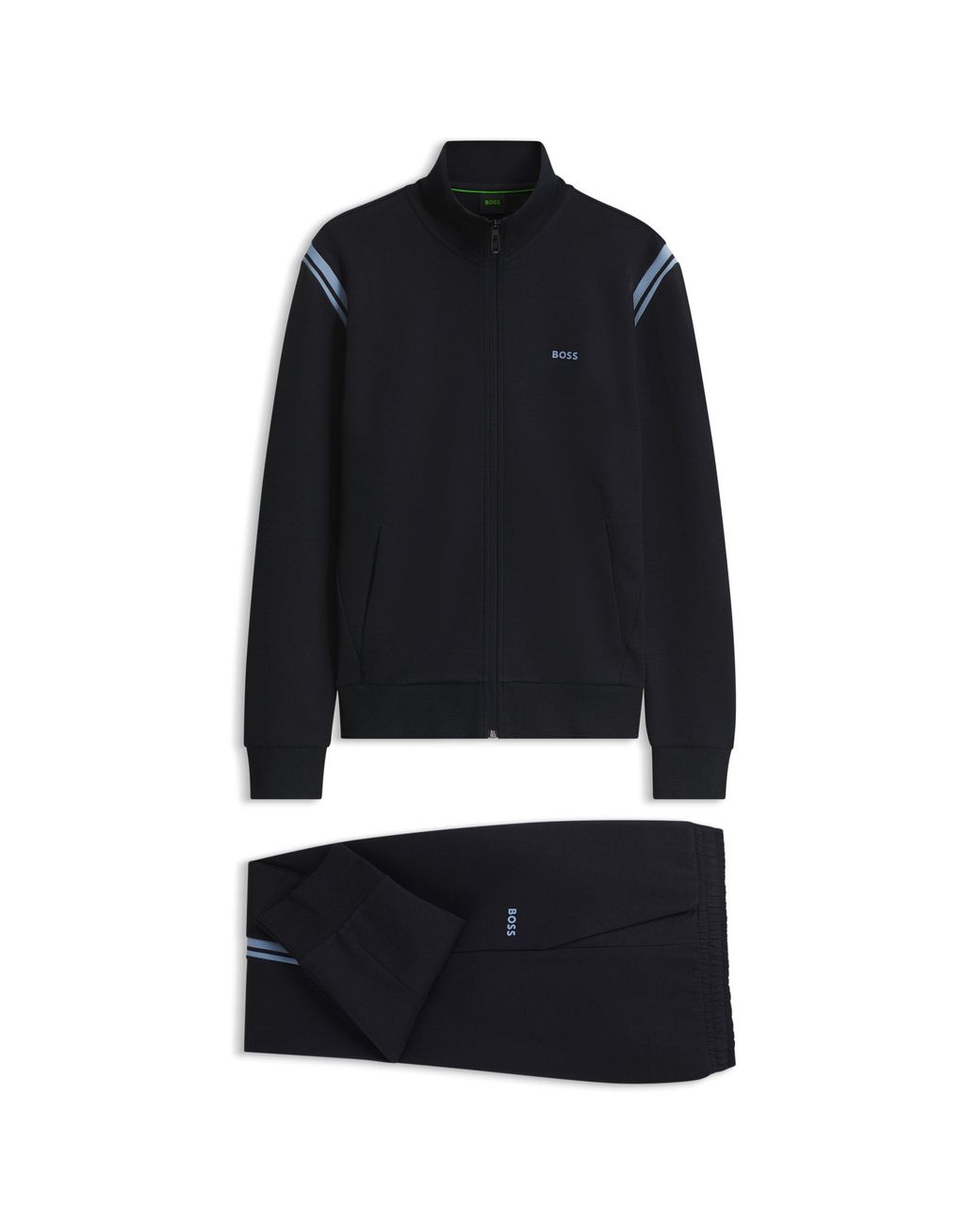 Boss Black Stretch-Cotton Regular-Fit Tracksuit Set With Stripe Inserts for men