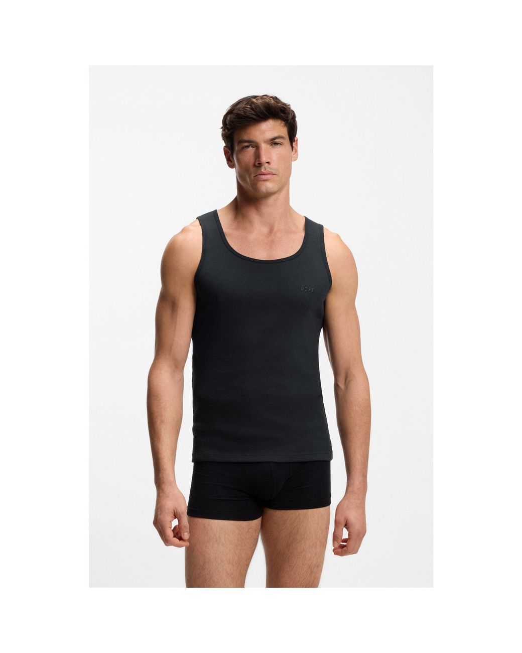 Boss Blue Three-Pack Cotton Vests for men