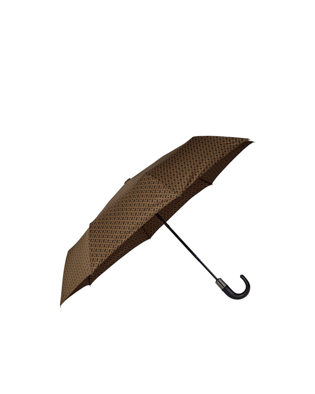 Boss Brown Camel Monogram-Pattern Umbrella With Logo Strap