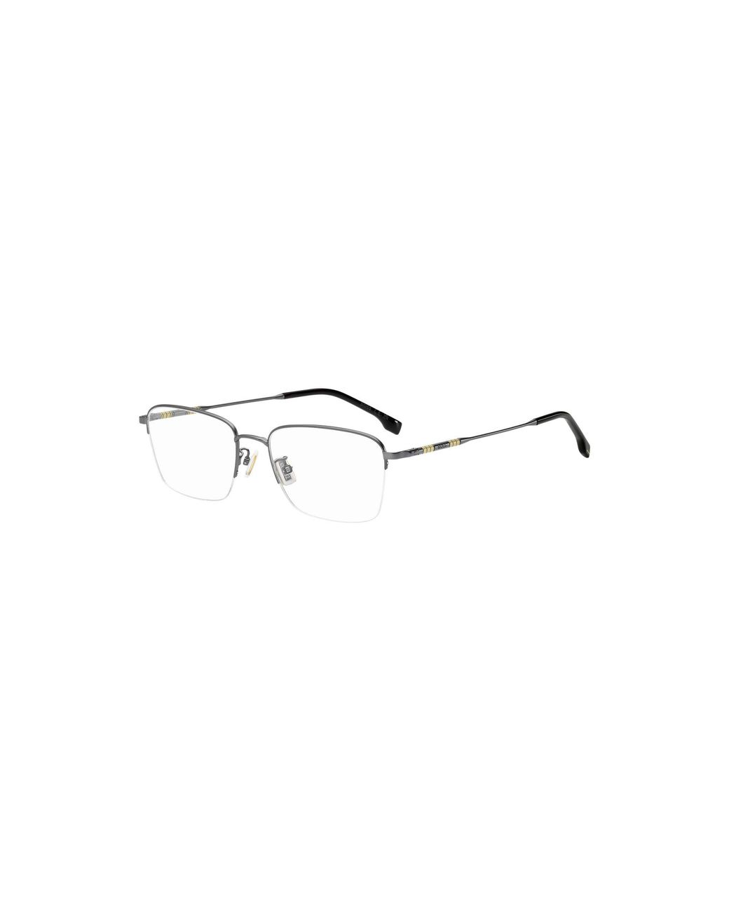 Boss Metallic Half-Rim Optical Frames With Tubular Temples for men