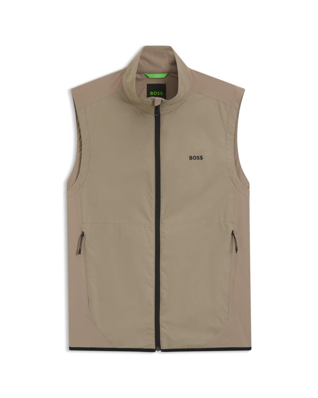 Boss Brown Water-Repellent Gilet With Four-Way Stretch for men
