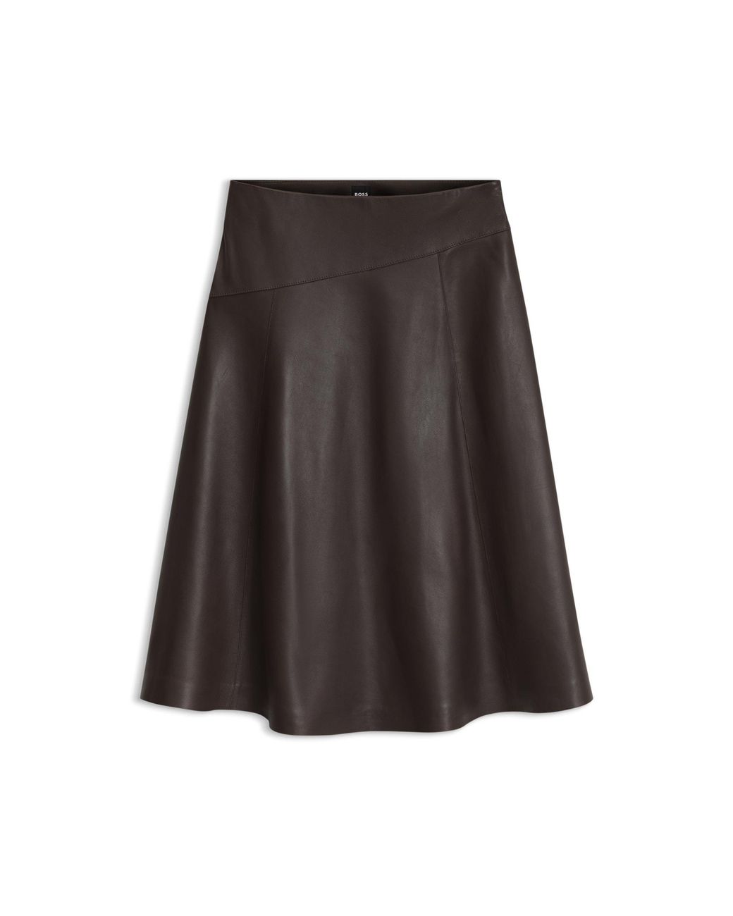 Boss Black A-Line Nappa Leather Skirt With Diagonal Cut