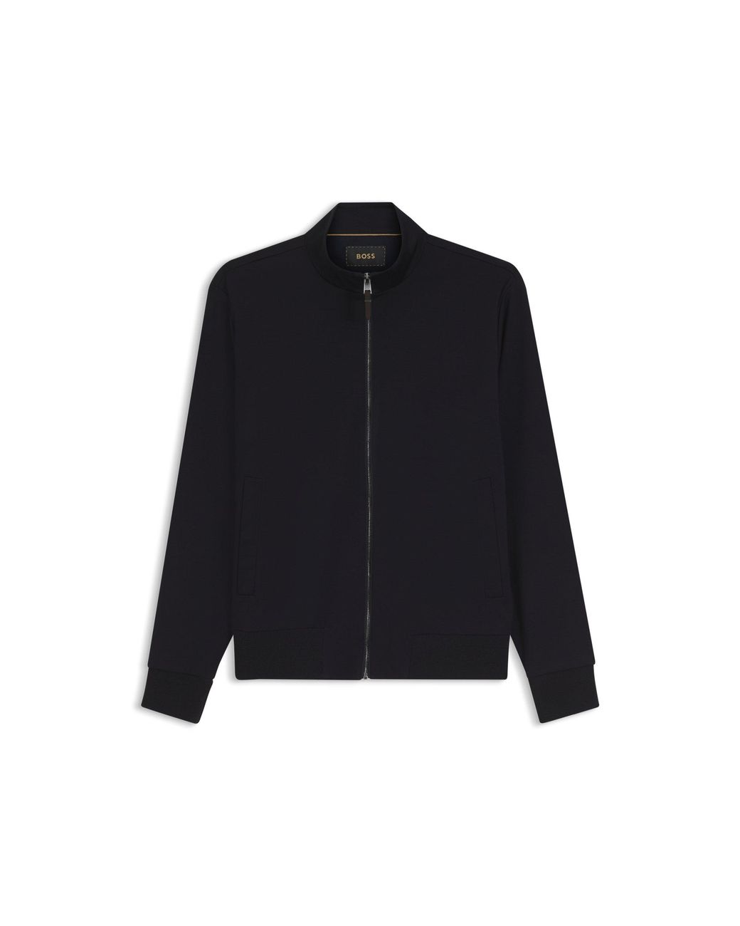 Boss Black Stand-Collar Wool-Blend Sweatshirt With Full Zip for men