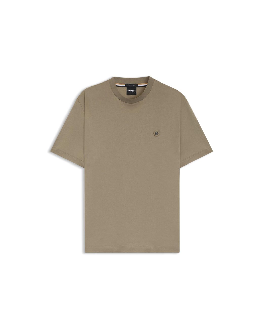 Boss Natural Mercerised-Cotton T-Shirt With Double B Monogram for men